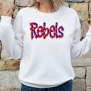 Ole Miss Rebels Polka Dot Univ of Mississippi crewneck sweatshirt WHITE